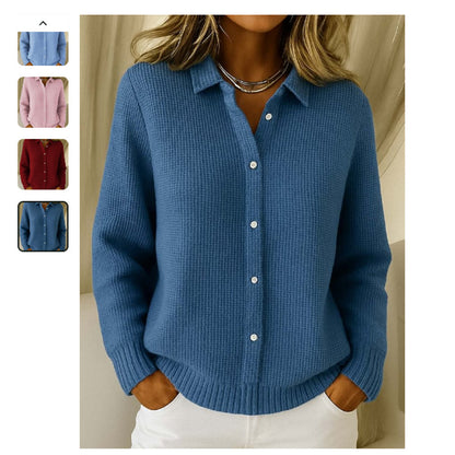 Cardigan chic en maille Envie coloris bleu foncé – porté de face
