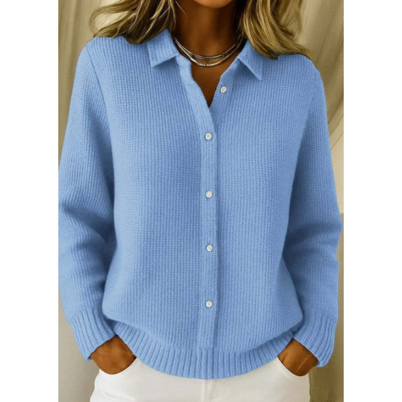 Cardigan chic en maille Envie coloris bleu ciel – vue rapprochée de face
