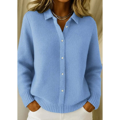 Cardigan chic en maille Envie coloris bleu ciel – vue rapprochée de face