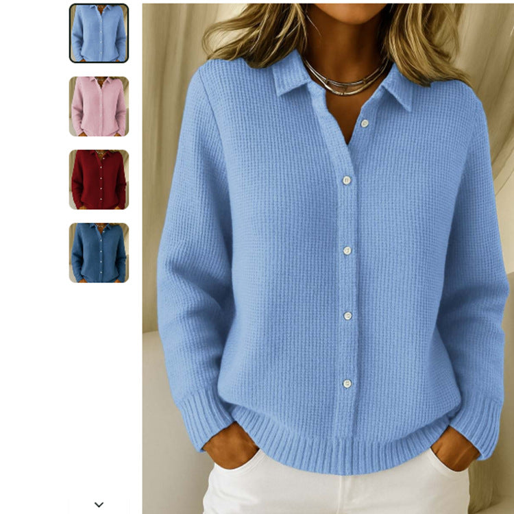 Cardigan chic en maille Envie coloris bleu ciel – vue de face