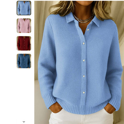 Cardigan chic en maille Envie coloris bleu ciel – vue de face